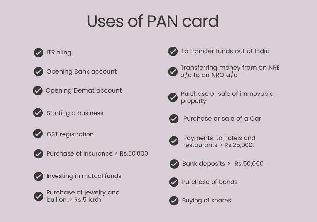 USE of Pan card